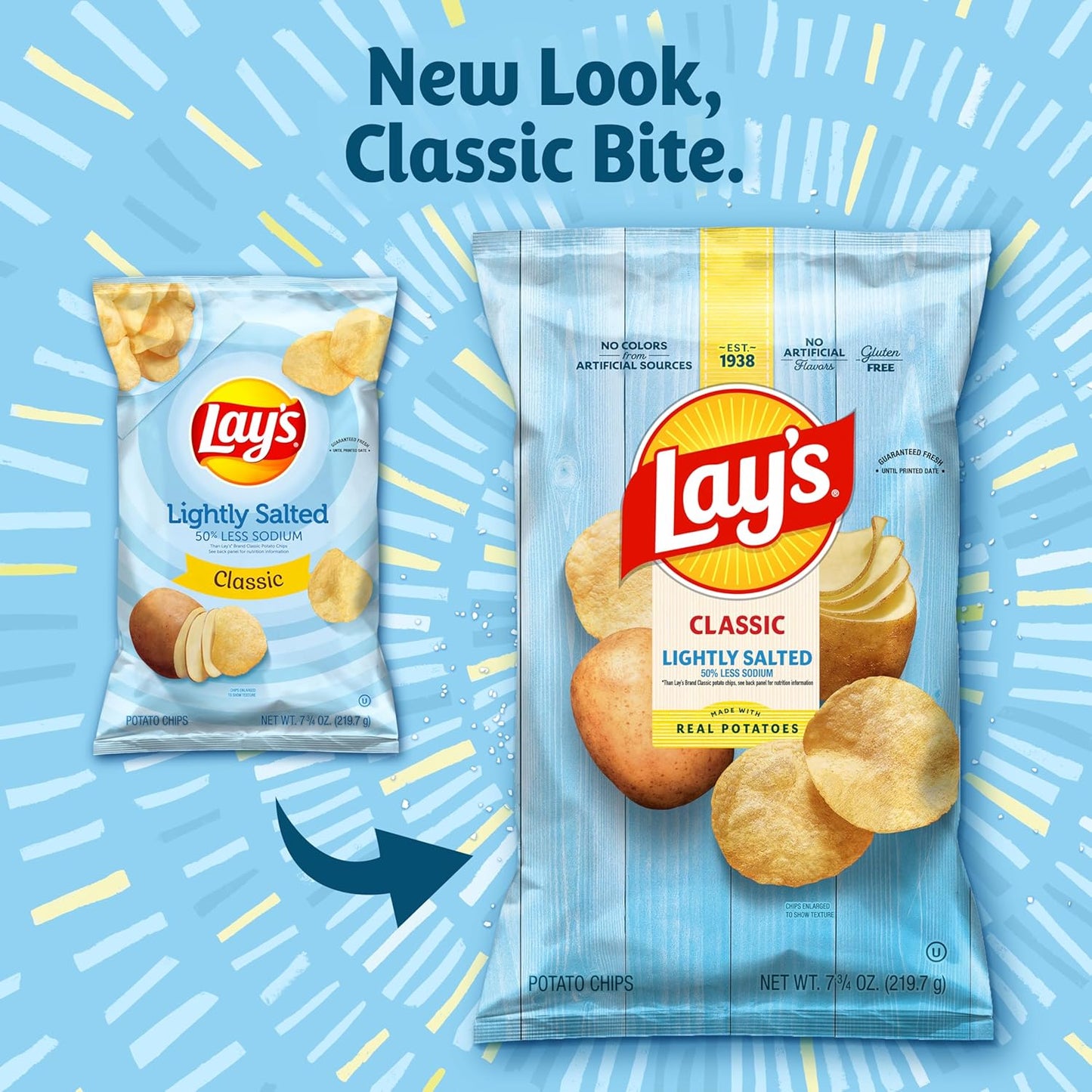 Lay's Potato Chips, Lightly Salted Snacks, 7.75oz Bag