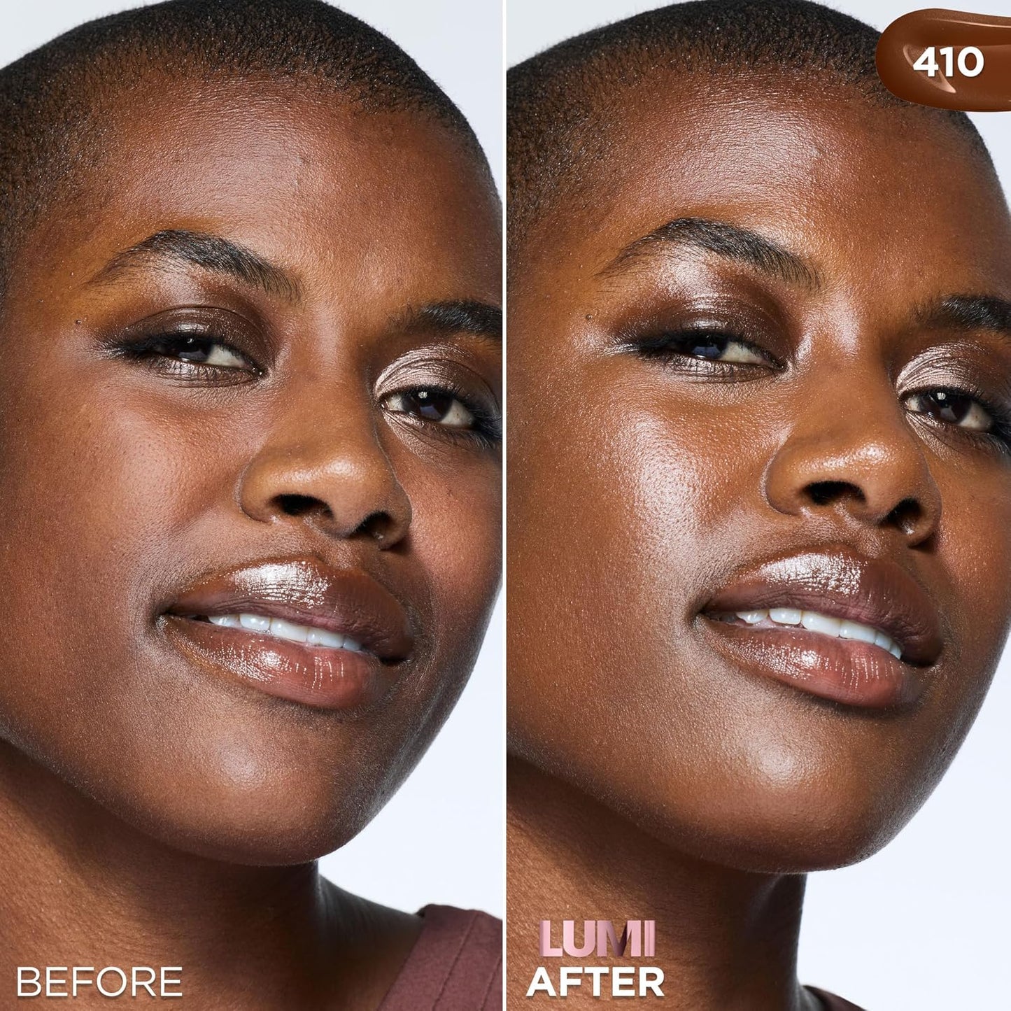 L'Oreal Paris Lumi Le Glow Skin Tint, Lightweight Water-Based Tinted Serum with Foundation-Like Coverage, Glow Illuminator, Cool 410, 0.85 Fl Oz