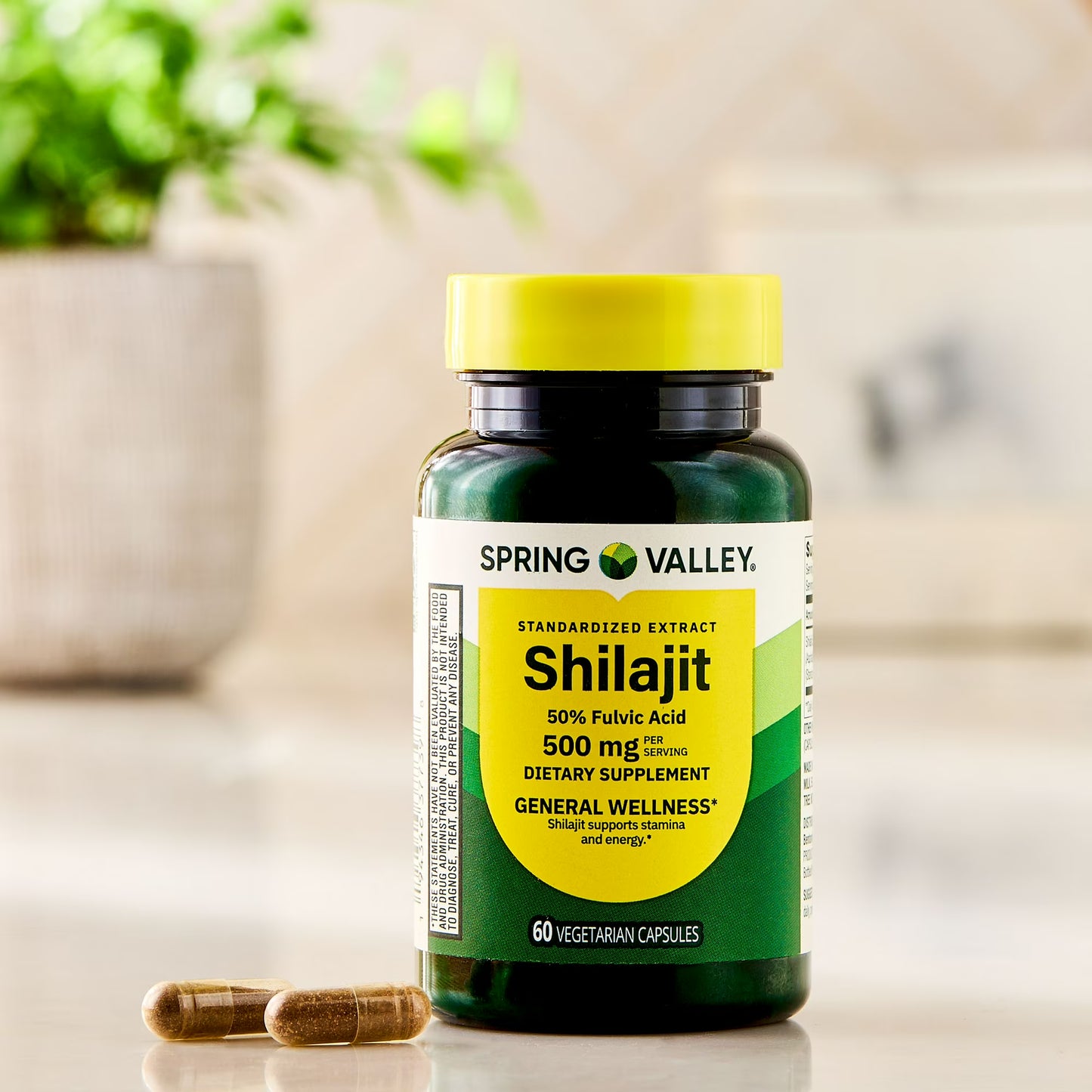 Spring Valley Shilajit 50% Fulvic Acid, 500mg, 60 Vegetarian Capsules
