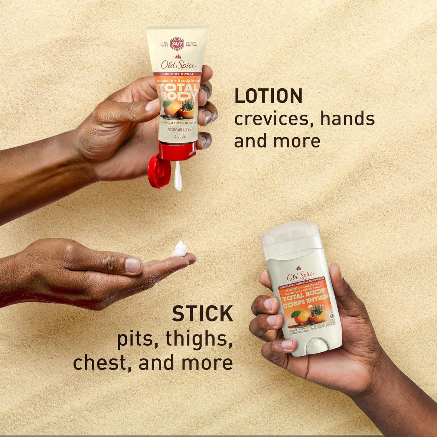 Old Spice Whole Body Deodorant Cream for Men, Aluminum Free, Mandarin + Sandalwood Scent, 24/7 Odor Protection, 24/7 Freshness, Dermatologist Tested, Gentle on Skin, Safe to Use All Over, 3.0 oz