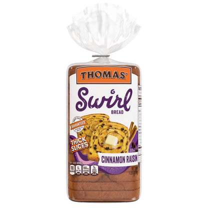 Thomas' Cinnamon Raisin Swirl Bread, 16 oz, Cinnamon Bread, Bag