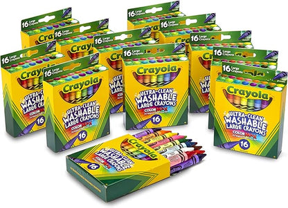 Crayola Ultra Clean Washable Large Crayons, Bulk School Supplies, 12 Packs of 16 Count