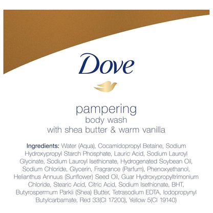 Dove Pampering Body Wash Nourishes & Feeds Skin Shea Butter with Warm Vanilla Effectively Washes Away Bacteria While Nourishing Your Skin 22 oz 2 Count