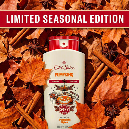 Old Spice Body Wash for Men, Fallidudes Edition, 24/7 Frightful Freshness, Long Lasting Cleanse & Refresh, Rich Lather, PumpKing Pumpkin Spice Scent, 16 oz