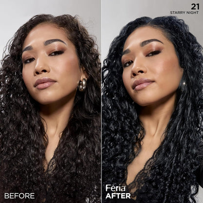 L'Oreal Paris Feria Multi-Faceted Shimmering Permanent Hair Color, 21 Starry Night (Bright Black), Pack of 1 Hair Dye Kit