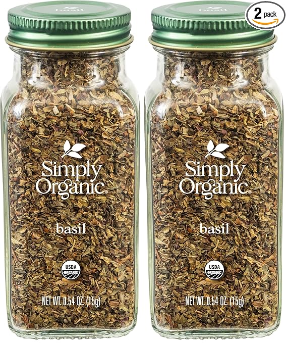 Simply Organic Basil Certified Organic, 0.54-Ounce Container (Pack of 2)