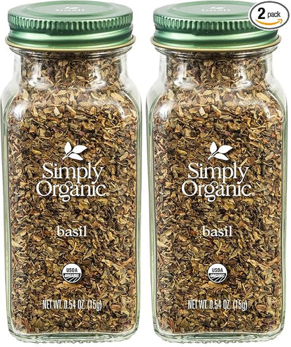 Simply Organic Basil Certified Organic, 0.54-Ounce Container (Pack of 2)
