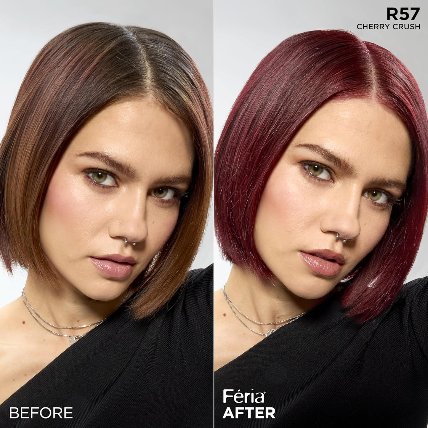 L'Oreal Paris Feria Multi-Faceted Shimmering Permanent Hair Color, R57 Intense Medium Auburn, Hair Dye Kit, Pack of 2