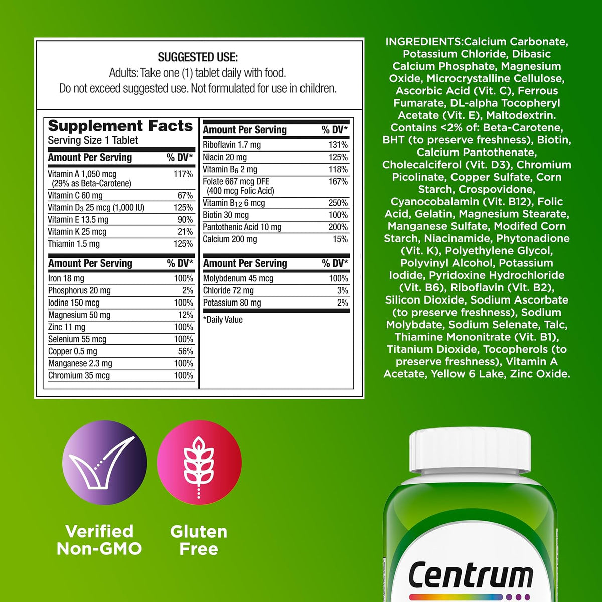 Centrum Multivitamin for Adults 18 and Over, 200 Tablets