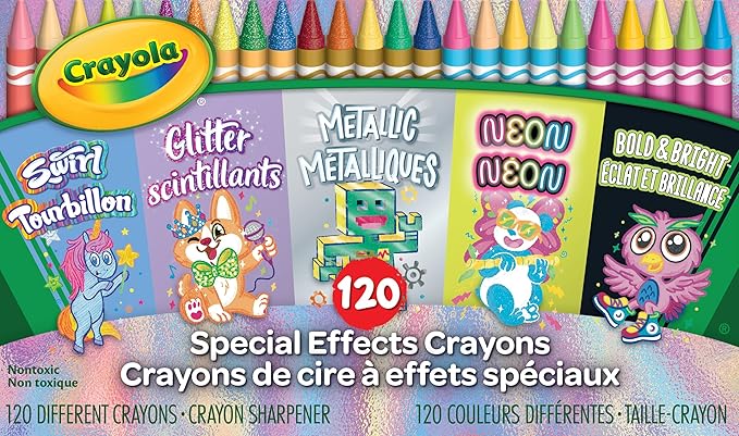 Crayola Special Effects Bulk Crayon Set (5 Pack), 24 Crayons for Kids, Coloring Supplies for Arts & Crafts, Glitter, Pastel, Bold & Bright, Neon, Metallic