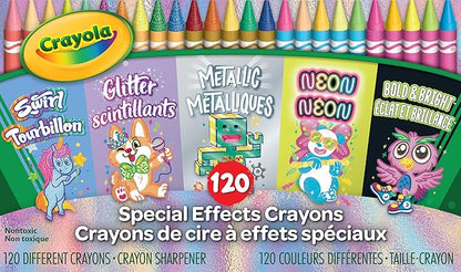 Crayola Special Effects Bulk Crayon Set (5 Pack), 24 Crayons for Kids, Coloring Supplies for Arts & Crafts, Glitter, Pastel, Bold & Bright, Neon, Metallic
