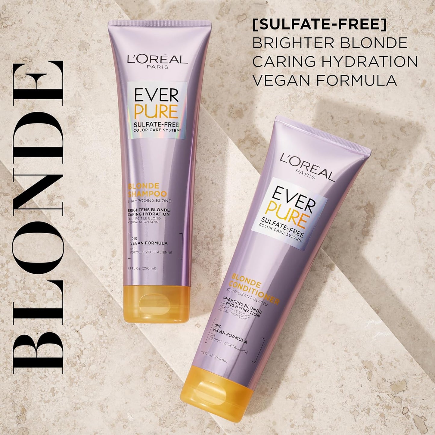 L'Oreal Paris Blonde Sulfate Free Conditioner for Color-Treated Hair, Neutralizes Brass + Balances, EverPure, 8.5 Fl Oz (Packaging May Vary)