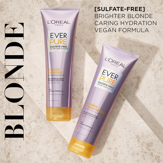 L'Oreal Paris Blonde Sulfate Free Conditioner for Color-Treated Hair, Neutralizes Brass + Balances, EverPure, 8.5 Fl Oz (Packaging May Vary)