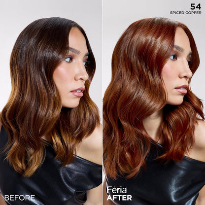 L'Oreal Paris Feria Multi-Faceted Shimmering Permanent Hair Color, High Intensity Hair Dye for 3X Highlights, 54 Spiced Copper, 1 Kit (Pack of 2)