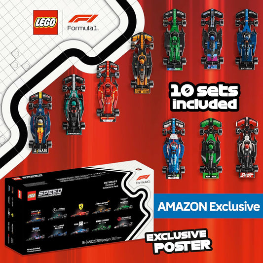 LEGO Speed Champions Ultimate Formula 1 Collector's Pack - Contains 10 Sets in 1 - Includes Exclusive Poster - Collectible F1 Model Car Kit - Gift for Race Car Fans - 66802