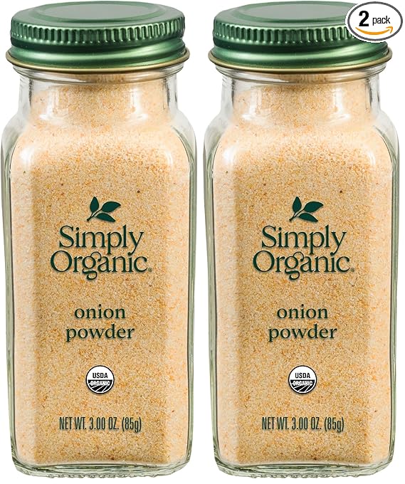 Simply Organic White Onion Powder, 3-Ounce Jar, Organic US Grown Onions, Real Onion Taste Without The Tears, Kosher, Non GMO (Pack of 2)