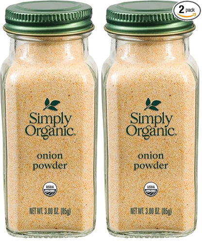 Simply Organic White Onion Powder, 3-Ounce Jar, Organic US Grown Onions, Real Onion Taste Without The Tears, Kosher, Non GMO (Pack of 2)