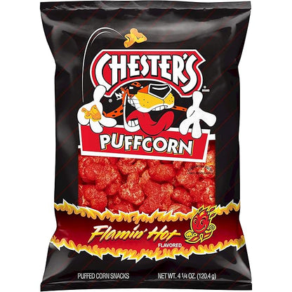 Chester Chesters Flaming Hot Cheese Snack Baked, 4.25 Oz