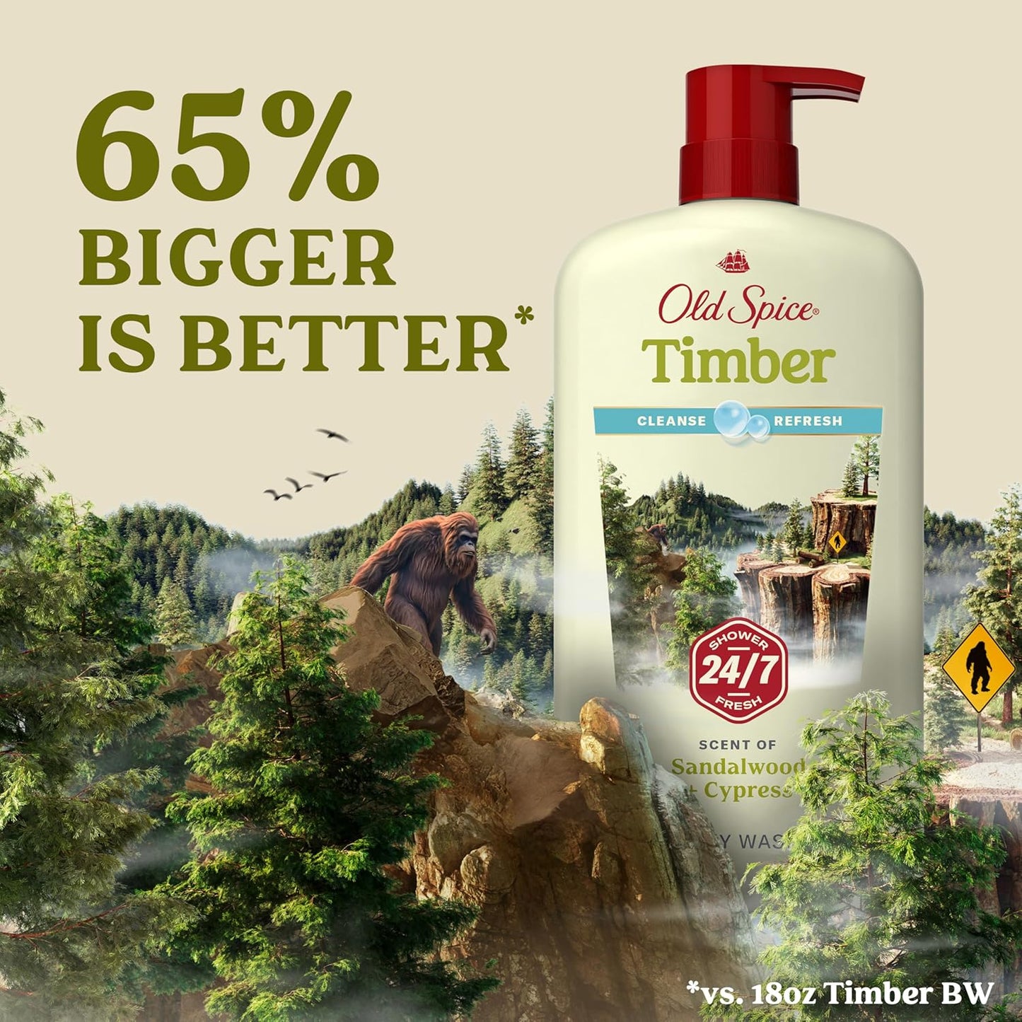 Old Spice Cleansing Body Wash for Men, 24/7 Shower Fresh with Lasting Scent, Cleanse & Refresh, Gentle on Skin, Vitamin B3, Timber with Sandalwood + Cypress Scent, 30 oz (Pack of 4)