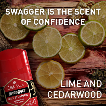 Old Spice Antiperspirant Deodorant for Men,24/7 Sweat & Odor Protection,24/7 Lasting Freshness,Invisible Solid,Swagger with Cedarwood Scent,2.6 oz,(Pack of 4)