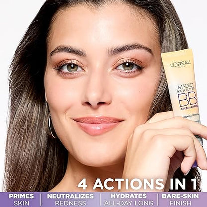 L'Oreal Paris Magic BB Cream, Hydrating Skin Beautifier & Color Changing Foundation, Light Coverage, Deep, 1 fl oz.