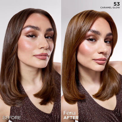 L'Oreal Paris Feria Multi-Faceted Shimmering Permanent Hair Color, High Intensity Hair Dye for 3X Highlights, 53 Caramel Glow, 1 Kit (Pack of 2)