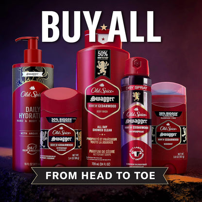 Old Spice Hand & Body Lotion for Men, Daily Hydration, 24/7 Hydration, 24/7 Replenishing Rich Moisture for Dry Skin, Lightweight Formula, Swagger with Argan Oil Scent, 16 fl (Pack of 4)