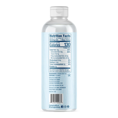 Carrington Farms Organic Medium Chain Triglyceride Oil, 16oz Plastic Bottle