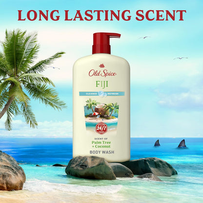 Old Spice Cleansing Body Wash for Men, 24/7 Shower Fresh with Lasting Scent, Cleanse & Refresh, Gentle on Skin, Vitamin B3, Fiji with Palm Tree + Coconut Scent, 30 oz (Pack of 4)