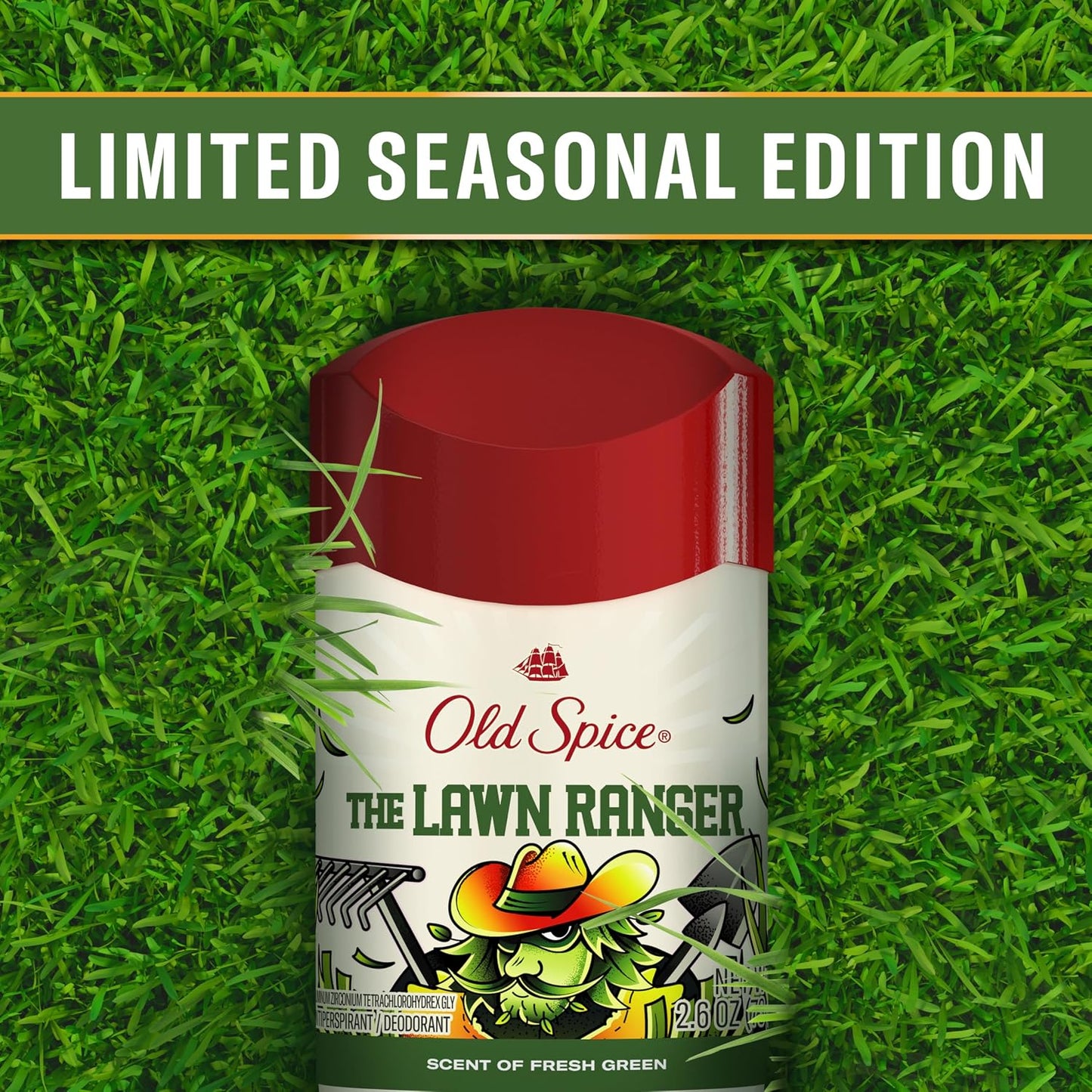 Old Spice Dry Feel Antiperspirant Deodorant for Men, Summerdudes, 24/7 Sweat & Odor Protection, 24/7 Sunny Freshness & Long Lasting Scent, Invisible Solid, Lawn Ranger with Fresh Green Scent, 2.6 oz