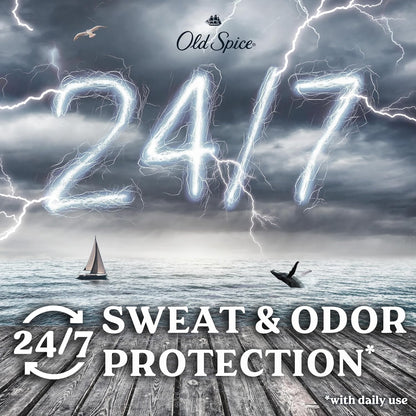 Old Spice Dry Feel Antiperspirant Deodorant for Men, 24/7 Long Lasting Freshness, 24/7 Lasting Sweat & Odor Protection, Gentle on Skin with Skin Conditioners, Thunder Rain + Electric LilyScent, 2.6 oz