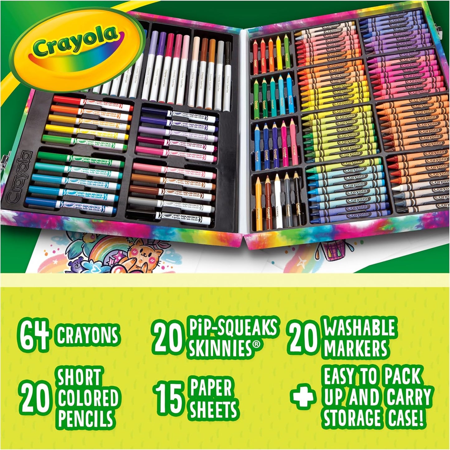 Crayola Inspiration Art Case Coloring Set - Tie-Dye (140ct), Art Supplies Set For Kids, Travel Drawing Kit, Gift for Girls & Boys, Ages 5+
