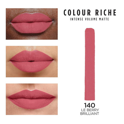 L'Oreal Paris Colour Riche Intense Volume Matte Lipstick, Lip Makeup Infused with Hyaluronic Acid for up to 16HR Wear, Le Berry Brilliant, 0.06 Oz