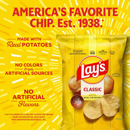 Lay's Potato Chips Classic Flavor Bag, 8 Oz