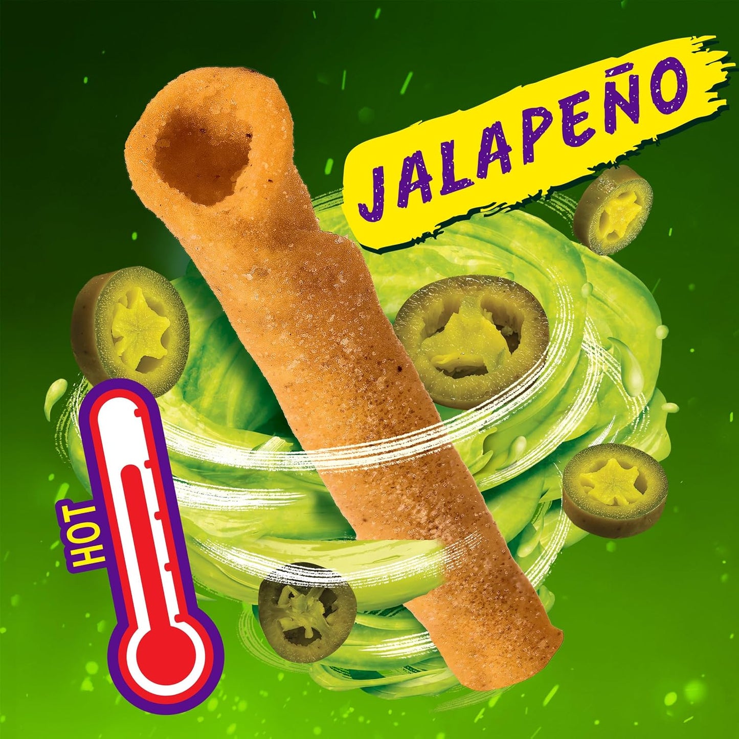 Takis Jalapeno 3.25 oz Snack Size Bag, Pickled Jalapeno Flavored Rolled Tortilla Chips (Pack of 4)