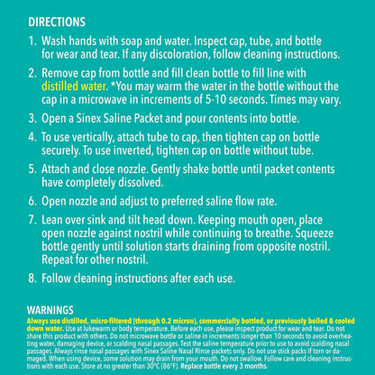 Vicks Sinex Saline Nasal Rinse Refill Packets, Flush Out Mucus & Allergens, Fast & Effective Relief for Everyday Congestion from Sinus & Allergy, 60 Refill Packets