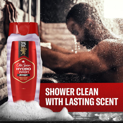 Old Spice Moisturizing Body Wash for Men, Hydro Wash, 2-in-1 Long Lasting Scent & Deep Hydration, 24/7 Shower Fresh, Swagger Scent, 21 oz,2 Count (Pack of 2)