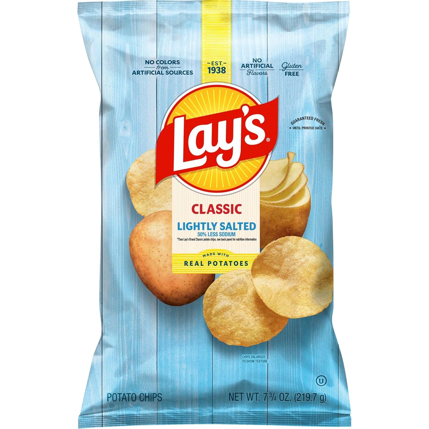 Lay's Potato Chips, Lightly Salted Snacks, 7.75oz Bag