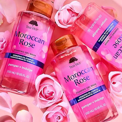 Tree Hut Moroccan Rose Nourishing & Moisturizing Foaming Gel Wash, 18 oz., Hydrating & Watermelon Nourishing, Moisturizing & Hydrating Foaming Gel Wash, 18 oz.