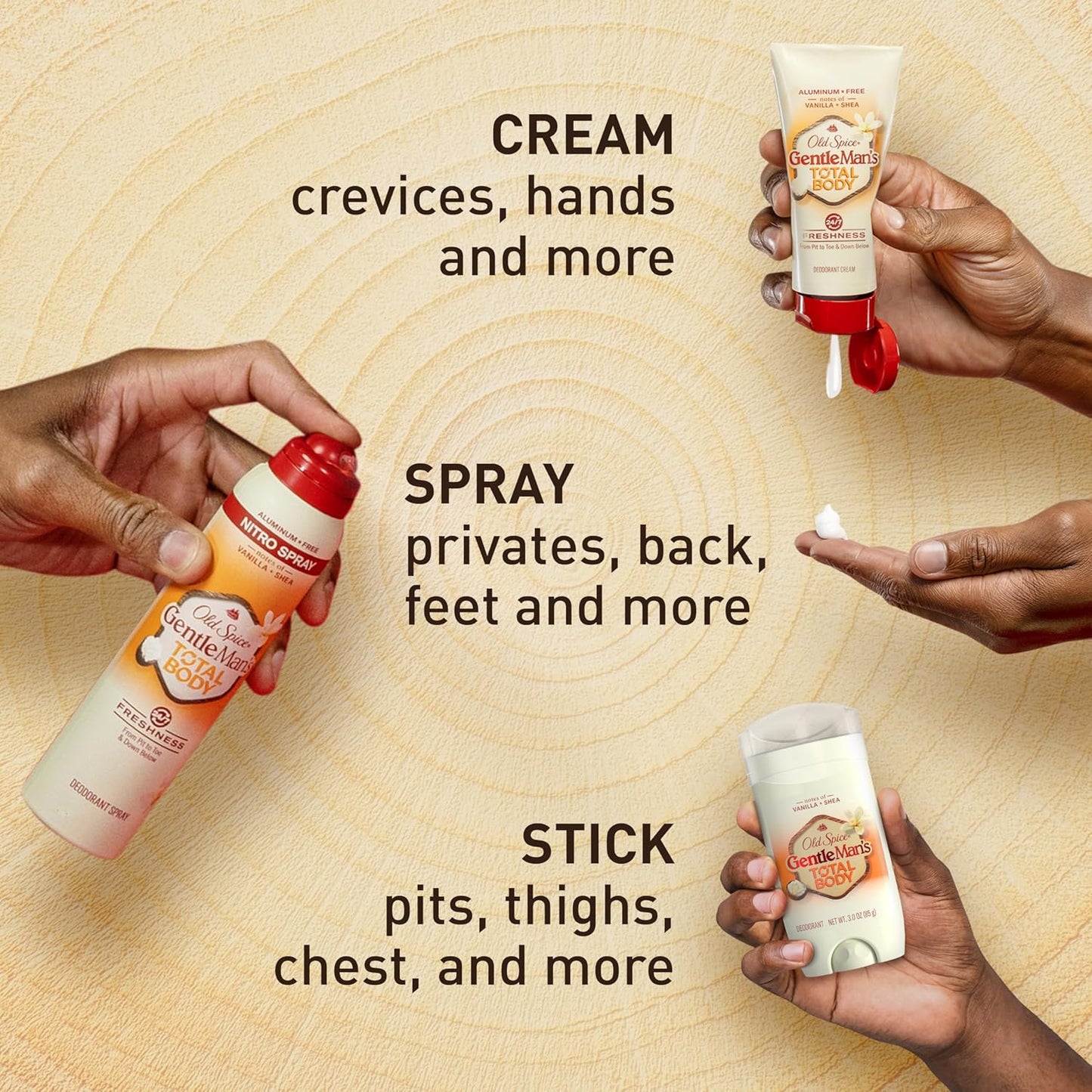 Old Spice Whole Body Deodorant Cream for Men, Aluminum Free, Fiji Scent, 24/7 Odor Protection, 24/7 Lasting Freshness, Dermatologist Tested, Gentle on Skin, Safe to Use All Over, 3.0 oz