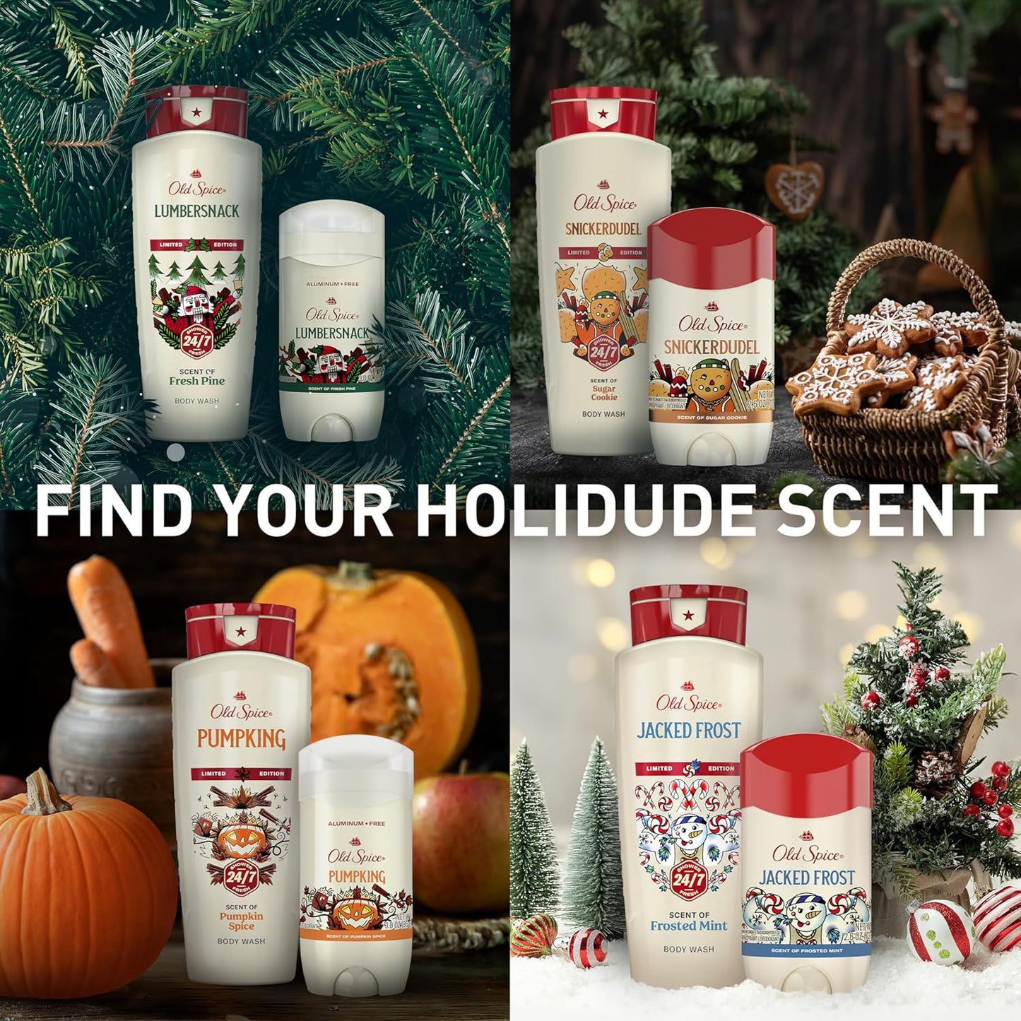 Old Spice Body Wash for Men, Holidudes Holiday Edition, 24/7 Holiday Freshness, Lasting Scent and Rich Lather, Stocking Stuffer, Jacked Frost Frosted Mint Scent, 16 oz