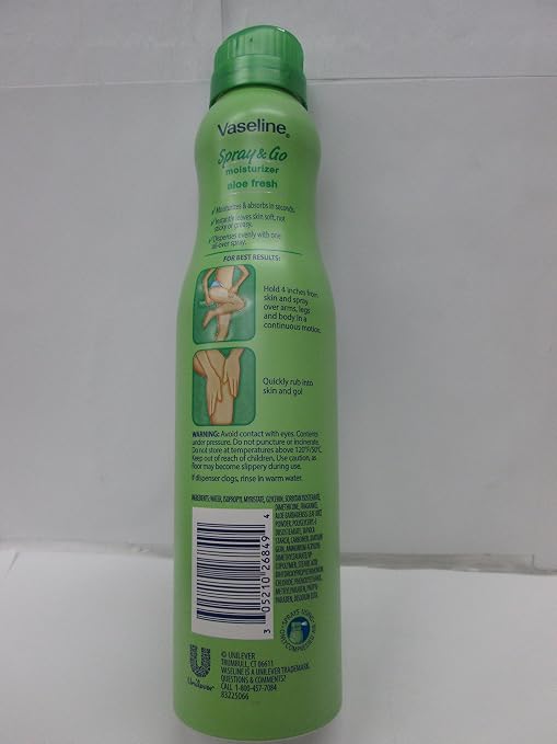 Vaseline Spray & Go Moisturizer, Aloe Fresh, 6.5 oz