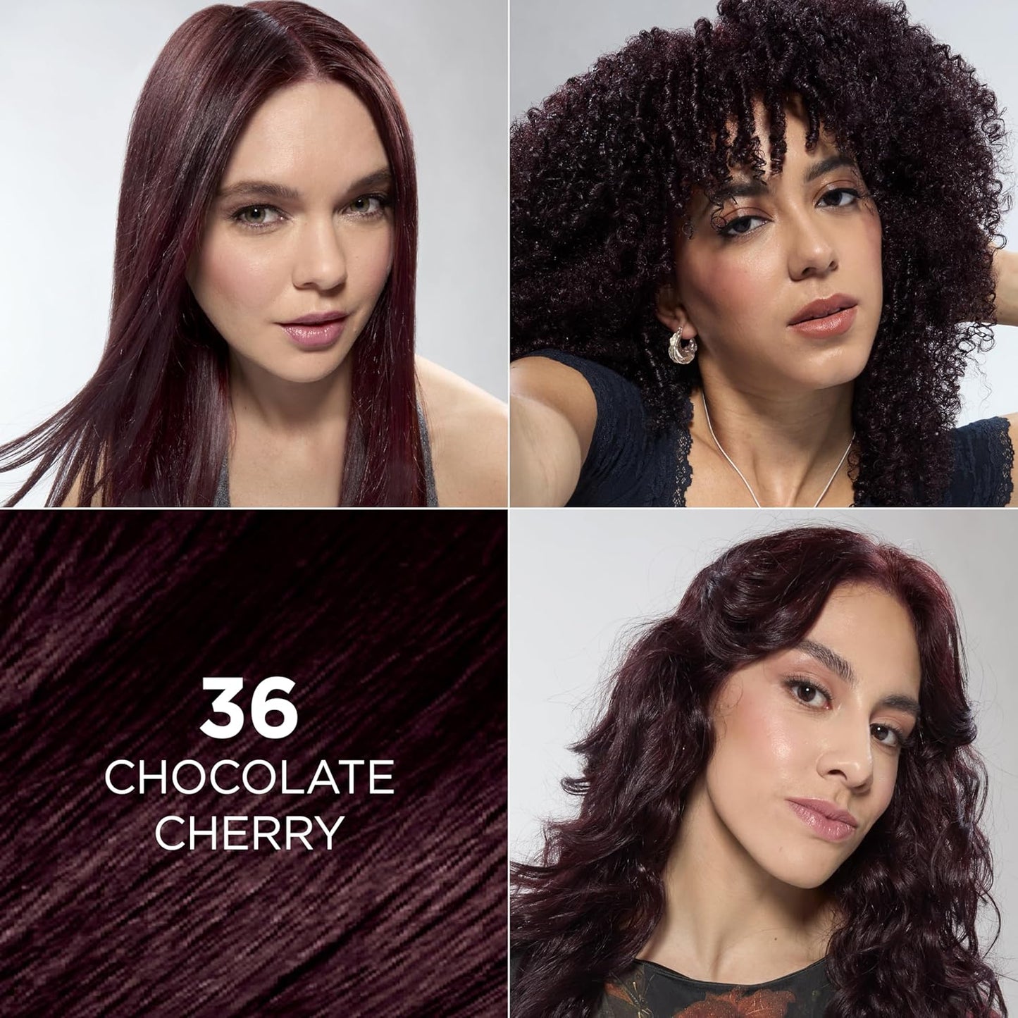 L'Oreal Paris Feria Multi-Faceted Shimmering Permanent Hair Color, Chocolate Cherry, Hair Dye Kit, Pack of 2
