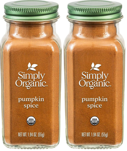Simply Organic Pumpkin Spice, 1.94-Ounce Jar, Organic Nutmeg, Cloves, Ginger & Cinnamon, Enhances Tea, Seasoning, Kosher (Pack of 2)