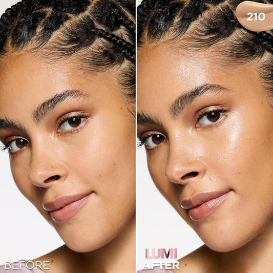 L'Oreal Paris Lumi Le Glow Skin Tint, Lightweight Water-Based Tinted Serum with Foundation-Like Coverage, Glow Illuminator, Neutral 210, 0.85 Fl Oz