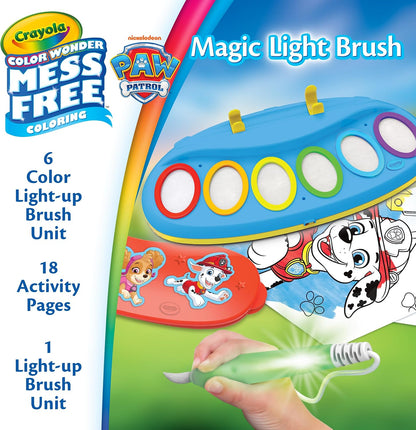 Crayola PAW Patrol Color Wonder Magic Light Brush – Mess Free Painting Kit for Kids with Lightup Brush, Gift for Toddlers, Preschool Art Activities, Ages 3+