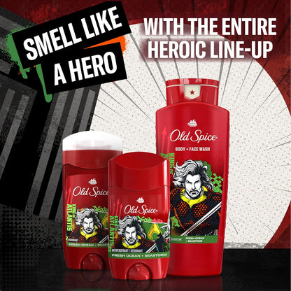 Old Spice Aluminum Free Deodorant for Men, 24/7 Freshness, Long Lasting Protection, Smell Like a Hero, Aquaman, Fresh Ocean and Seastorm Scent, 3 oz