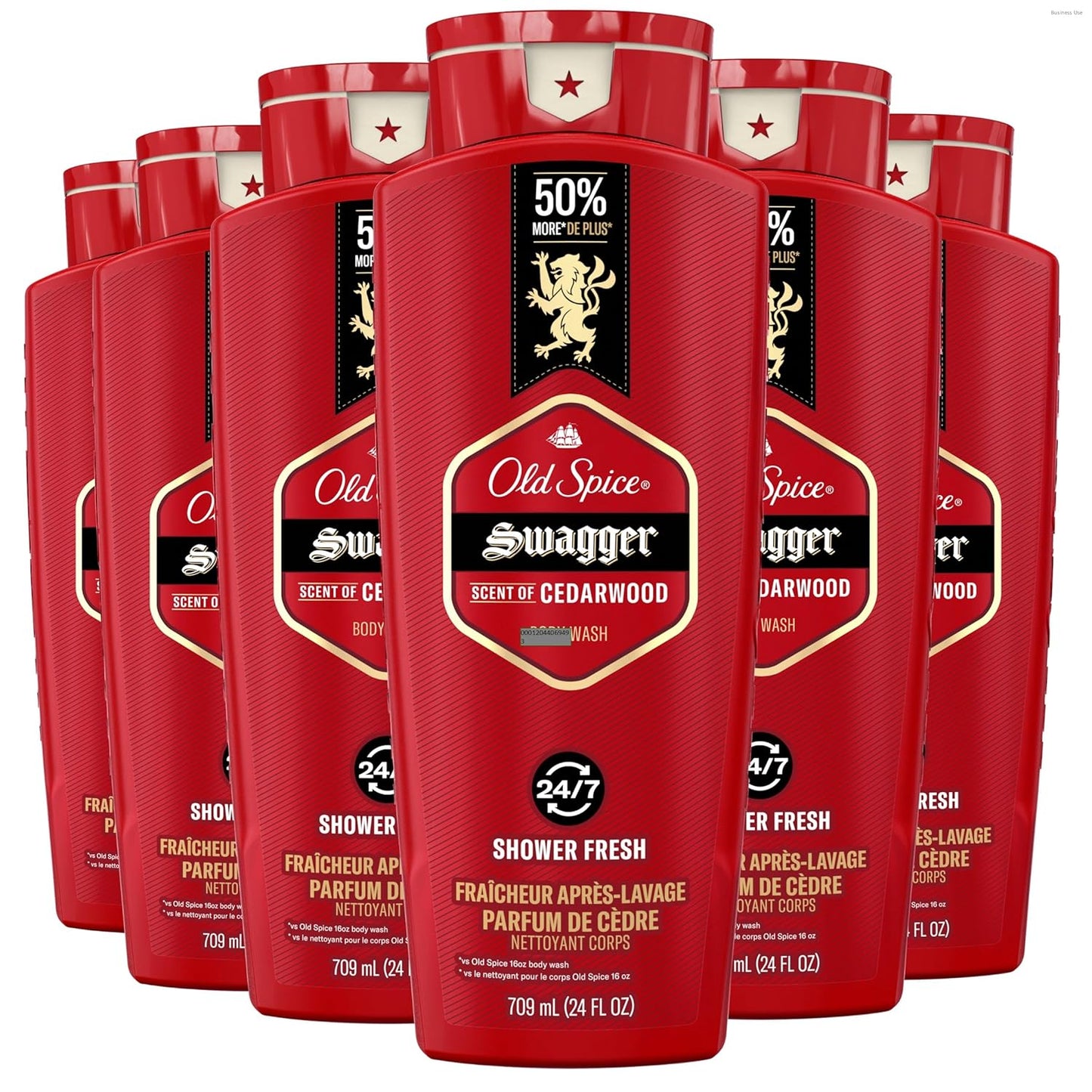 Old Spice Refreshing Body Wash for Men, 3X Defense, 24/7 Shower Fresh with Long Lasting Scent, Red Collection, Swagger with Cedarwood Scent, 24 oz (Pack of 6)