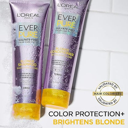 L'Oreal Paris EverPure Blonde Sulfate Free Shampoo for Color-Treated Hair, Neutralizes Brass + Balances, For Blonde Hair, 2 Count (8.5 Fl; Oz each) (Packaging May Vary)