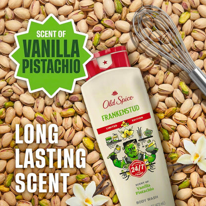 Old Spice Body Wash for Men, Fallidudes Edition, 24/7 Frightful Freshness, Long Lasting Cleanse & Refresh, Frankenstud with Vanilla Pistachio Scent, 16 oz